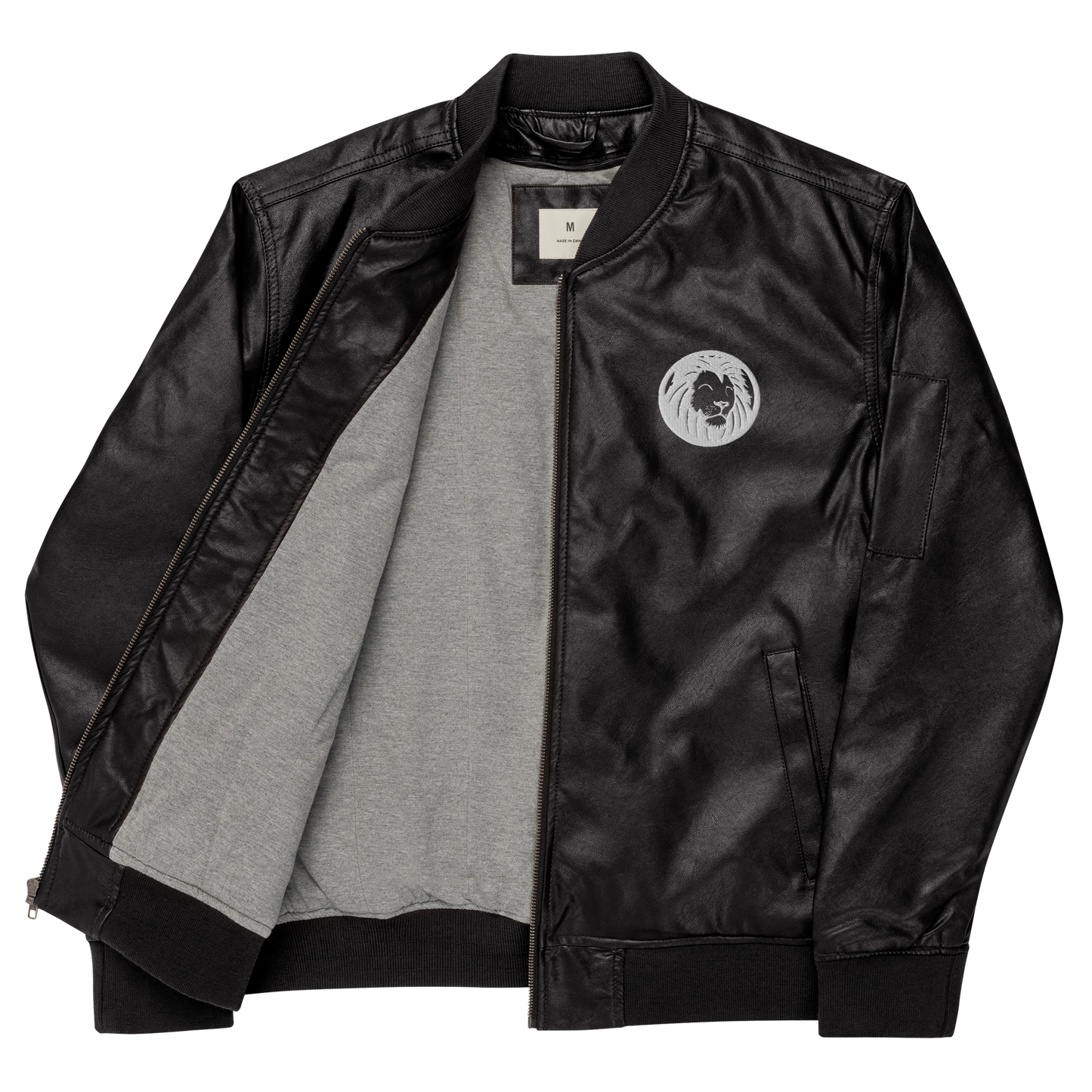 Classic Lion Leather Bomber Jacket