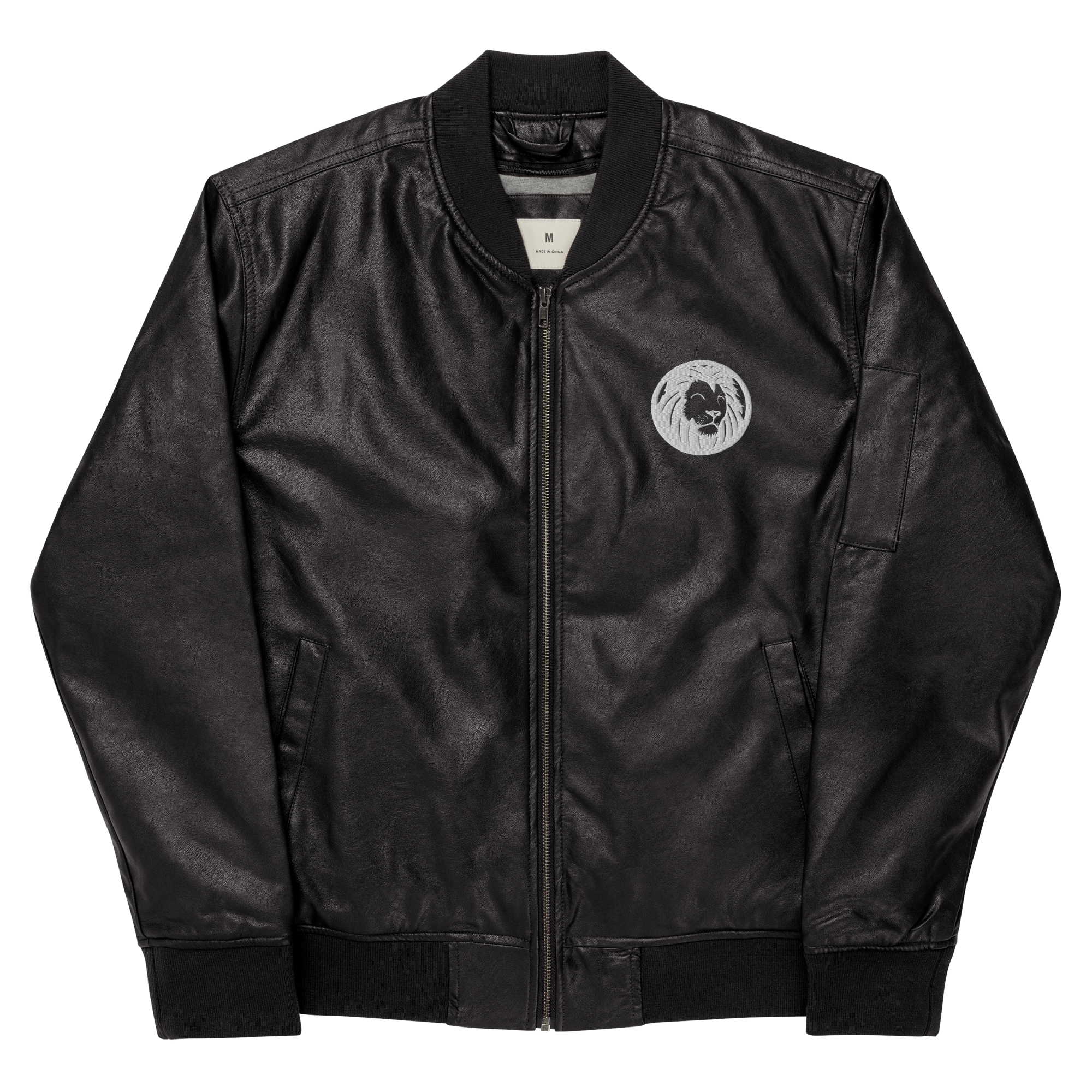 Classic Lion Leather Bomber Jacket