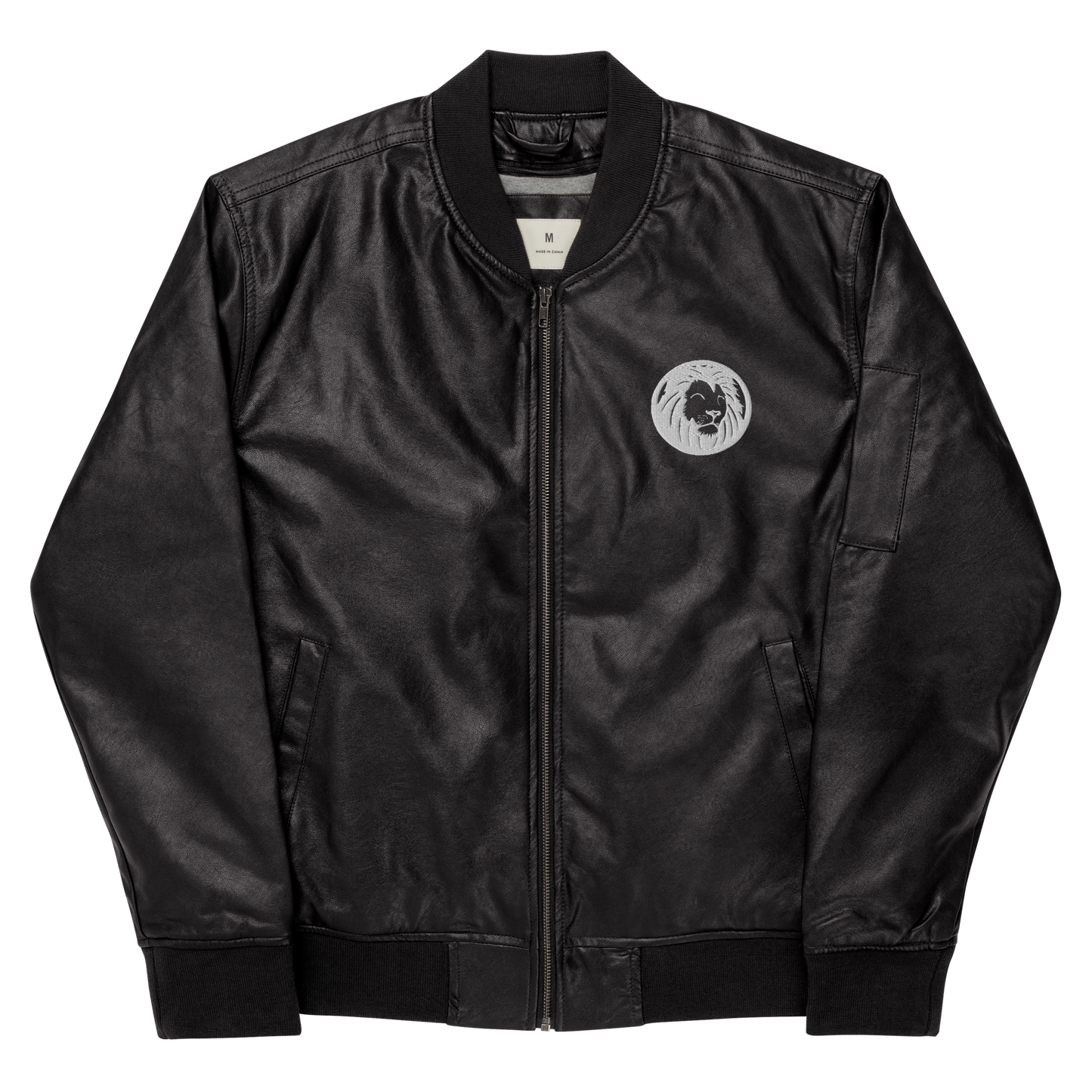 Classic Lion Leather Bomber Jacket