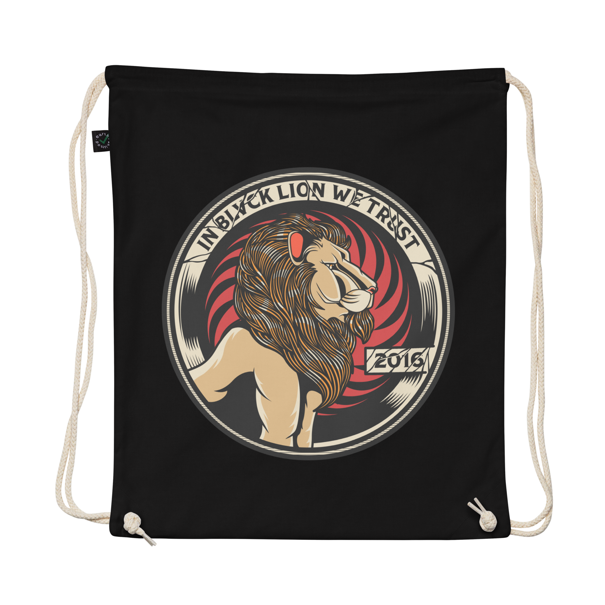 In Blvck Lion We Trust Cotton Drawstring Bag